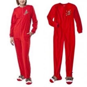 Nick & Nora Sock Monkey Footed Pajamas Size Small Women’s